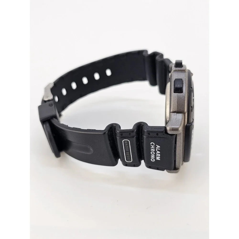 Men's Sports Digital Watch 44MM Black Plastic Bands Alarm Chrono New Battery